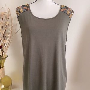 Juicy Couture Sequin Shoulder Tank Faded in Olive